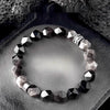 Faceted Black Obsidian Bracelet with Geometric Charm