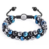 Tiger Eye Black Agate Evil Eye Double Row Bracelet