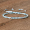 Natural Stone Disc Bead Bracelet with Adjustable Cord