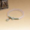 White Agate Jade Bangle with Auspicious Cloud Charm