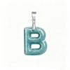 Natural Blue Water Jade Letter Pendant Necklace Titanium Steel