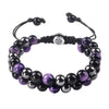 Tiger Eye Black Agate Evil Eye Double Row Bracelet