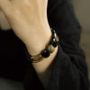 Double Layer Glass Bead Bracelet with Gold-Tone Alloy Charm