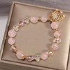 Pink Crystal Longevity Lock Bracelet with Gold-Tone Charm