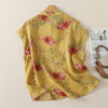 Women's Sleeveless Vintage Tang Style Frog Button Top, Yellow Floral
