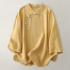Relaxed Linen Blend Top with Traditional Knot Buttons