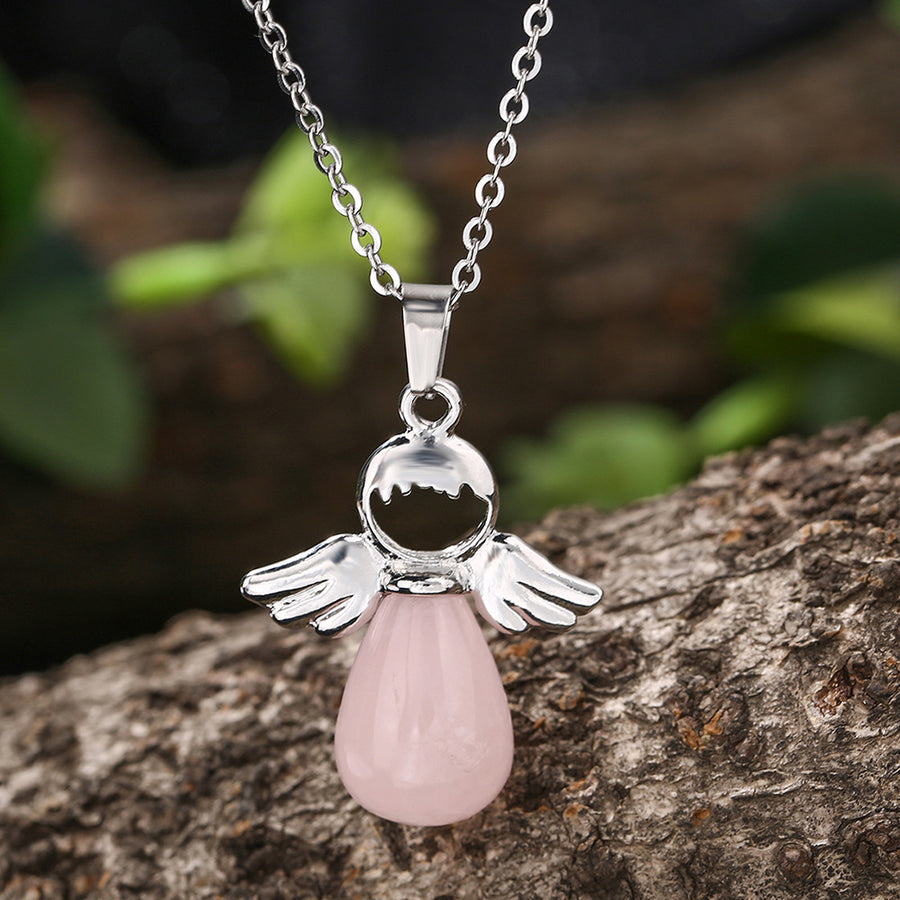 Little Angel Wings Natural Crystal Luck Necklace Pendant
