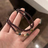 Faux Garnet Triple Wrap Bracelet with Multicolor Beads