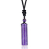 Crystal Cylinder Pendant Necklace with Gemstone Bead