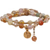 Rutilated Quartz and Strawberry Quartz Charm Bracelet