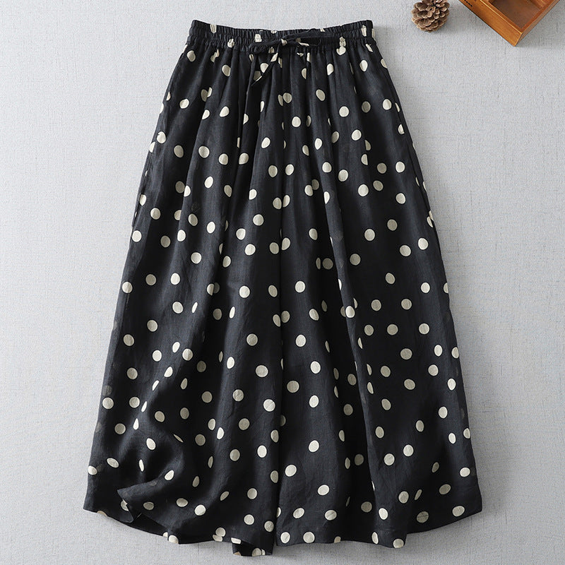 Women's Wide Leg Polka Dot Pants with Pockets