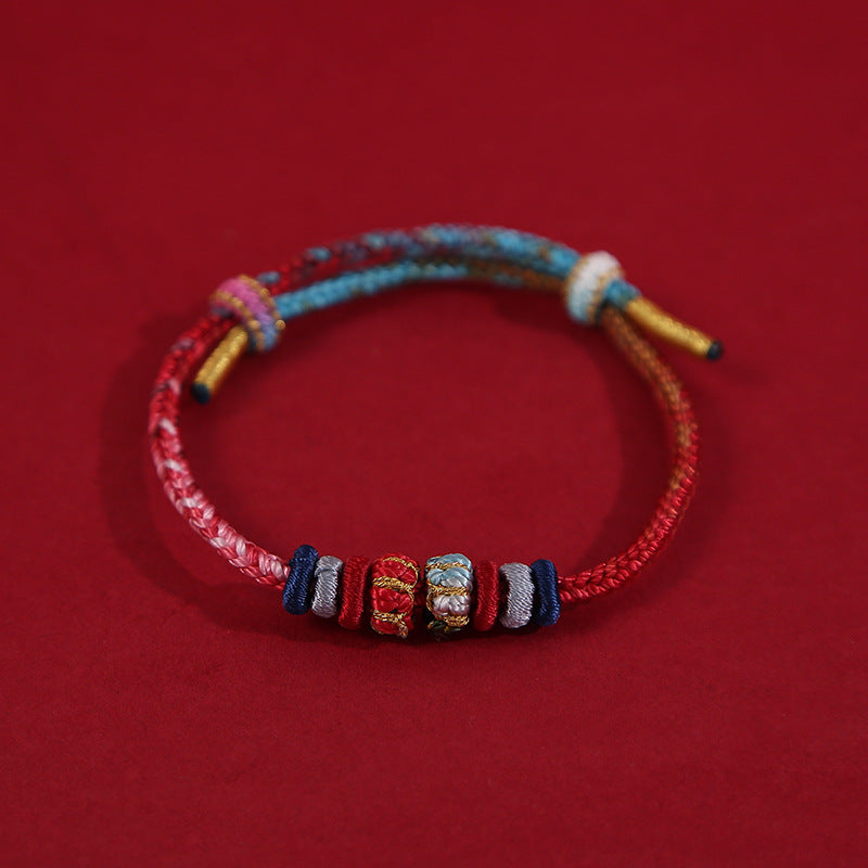 Handmade Braided Cord Bracelet with Gradient Beads