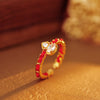Adjustable Red String Gourd Ring with Clear Stones