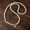 White Moonstone Lotus Necklace Natural Stone Beads