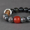 Gold-tone Obsidian, Flame Stone and Red Agate Bracelet