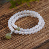 White Agate Multi-Strand Bracelet with Jade Charm