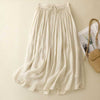 Linen A-Line Skirt with Elastic Waist and Pockets