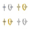 925 Sterling Silver Cross and Eye Hoop Earrings with Zircon