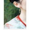 Fish Pattern Luck Dangle Drop Earrings Gold Tone