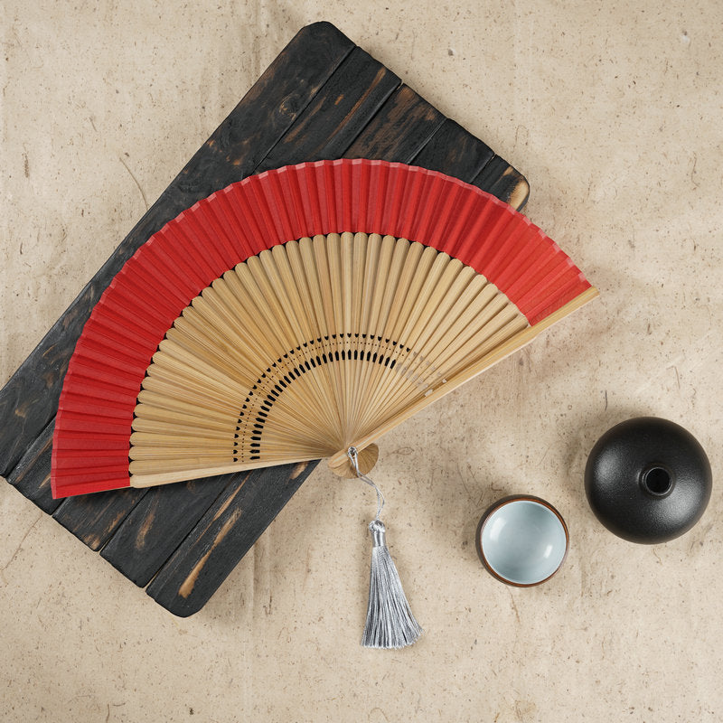 Simple Cherry Flower Hollow Engraved Handheld Folding Fan