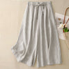 Women's Wide Leg Pants Summer Linen Cropped Trousers With Pockets
