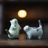 Ceramic Cat Figurine, Standing or Sleeping Kitten Statue