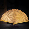 Carved Wood Folding Fan with Openwork Design