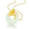 White Jade Camellia Necklace with Gold Chain