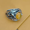 Open Dragon Ring with Orange Stone, Adjustable Zinc Alloy