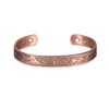 Polished red copper cuff bracelet with engraved dragon and phoenix patterns