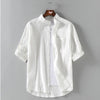Men's Summer Solid Linen-Blend Shirt