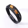 Tiger Eye Power Magnetic Buckle Multilayered Leather Bracelet