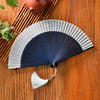 Chinese Style Bamboo Folding Fan with Silk Leaf and Tassel