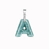 Natural Blue Water Jade Letter Pendant Necklace Titanium Steel
