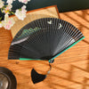 Chinese Style Bamboo Folding Fan with Silk Leaf and Tassel