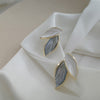 Leaf Design Luck Stud Earrings Blue and White Copper