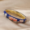 Cloisonné Enamel Flower Bangle Bracelet, Copper Alloy