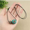 Tibet Turquoise Bead Marquise Pattern Protection Strength Necklace Pendant