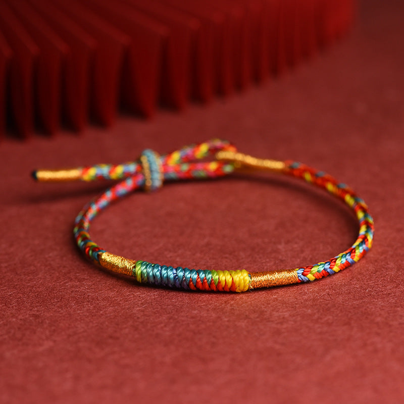 Multicolor Red String Alloy Buckle Protection Bracelet