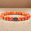 Natural Stone Bead Bracelet with Hematite Charm