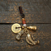 Brass Koi Fish Keychain with Beads and Coins