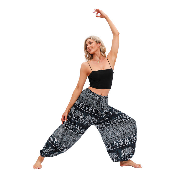 Women's Harem Pants Elephant Geometry Pattern Casual Loose Yoga Trousers