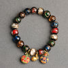 Liuli Glass Bead Bracelet with Swallowing Beast Charm