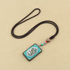 Tibetan Thangka Pendant Necklace, Ebony Wood Rope