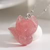 Strawberry Quartz Fox Necklace, 925 Silver or 14k Gold Plated