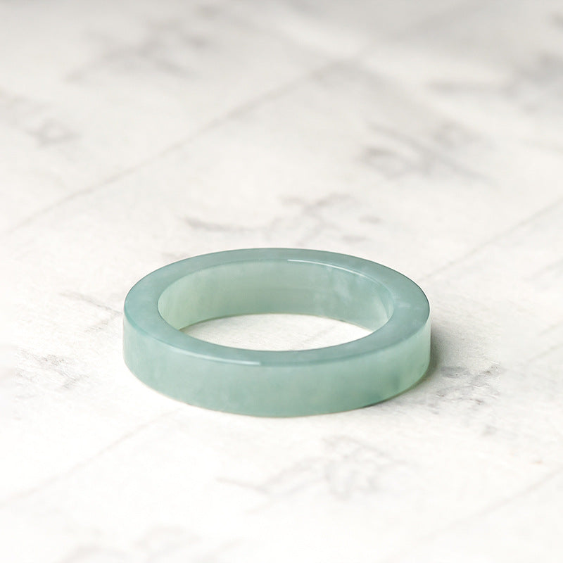 Natural Jade Ring Light Blue Water Style