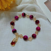 Rose Red Tiger Eye Pixiu and Fox Charm Bracelet