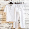 Men's Meditation Cloth Set: Linen-Blend T-Shirt and Pants