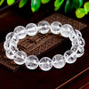 White Crystal Heart Sutra Bracelet, 12mm Clear Quartz Prayer Beads