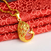 Peacock Copper Pendant Necklace with Faux Cat Eye Stone